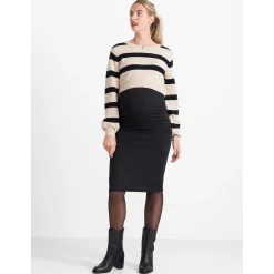 Jurken & Rokken*Prénatal zwangerschapsrok knielengte effen zwart Black