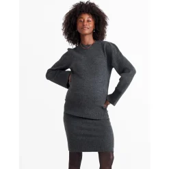 Jurken & Rokken*Prénatal zwangerschapsrok kort effen grijs Dark Graphite Melang