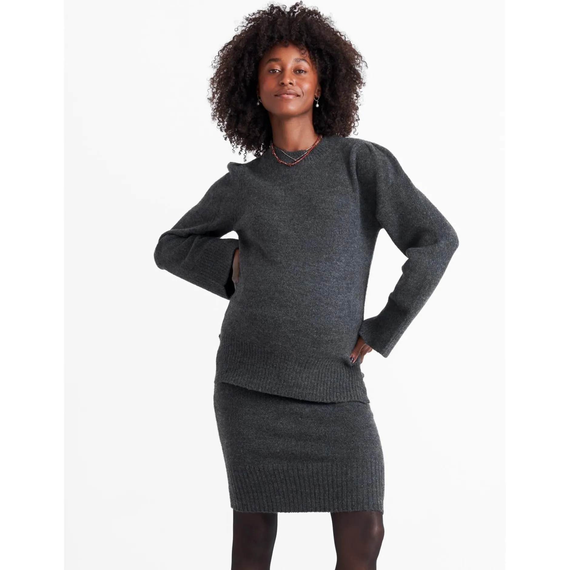 Jurken & Rokken*Prénatal zwangerschapsrok kort effen grijs Dark Graphite Melang