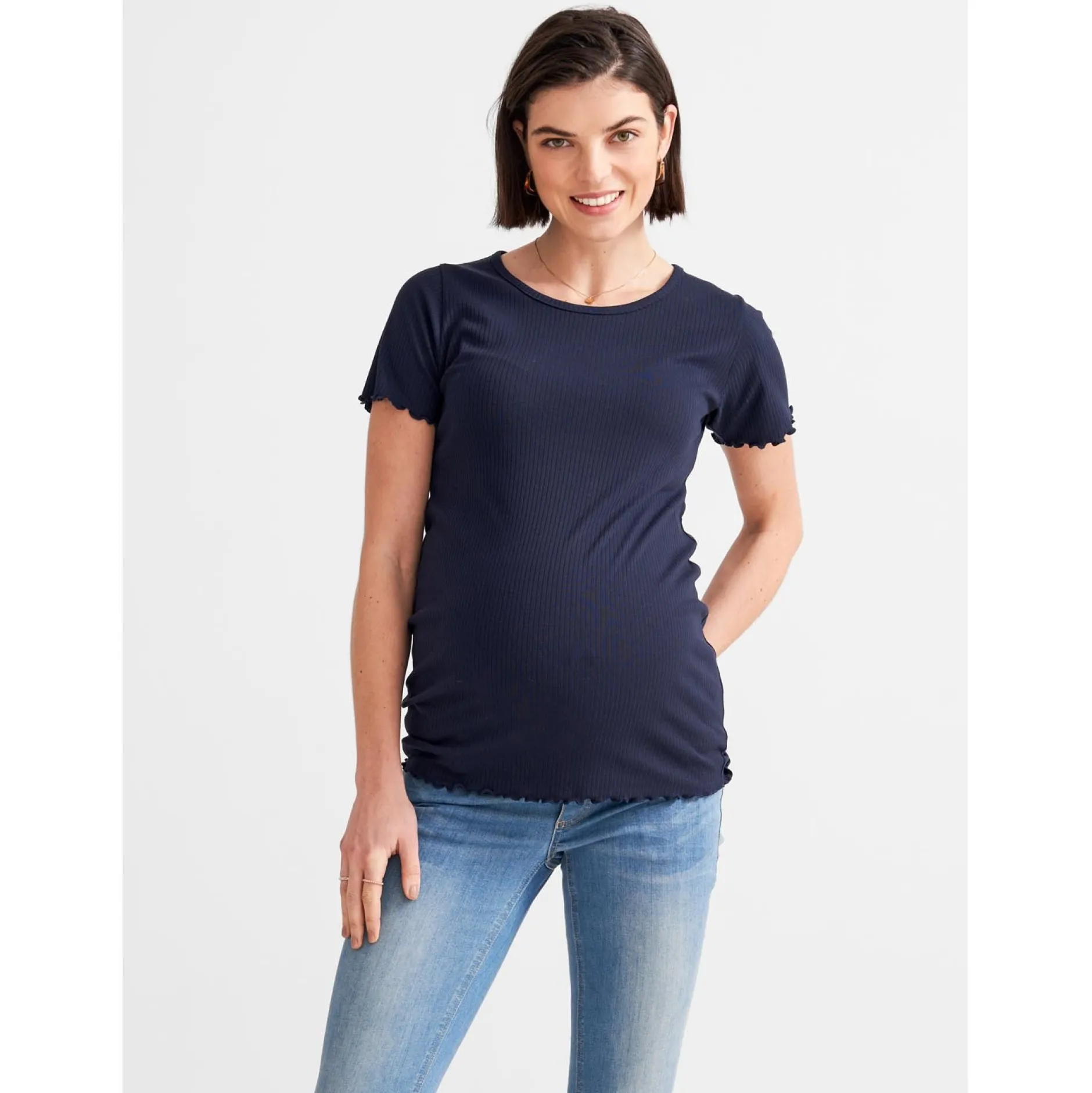Basics|Shirts & Tops*Prénatal zwangerschapsshirt korte mouwen effen blauw Dark Navy Blue