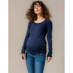 Basics|Shirts & Tops*Prénatal zwangerschapsshirt lange mouwen effen blauw Midnight Blue