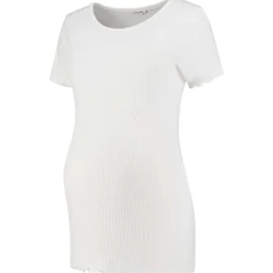 Basics|Shirts & Tops*Prénatal zwangerschapsshirt korte mouwen effen beige Ecru