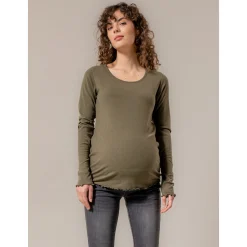 Basics|Shirts & Tops*Prénatal zwangerschapsshirt lange mouwen effen groen Forestgreen