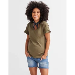 Basics|Broeken*Prénatal zwangerschapsshort kort blauw Mid Blue Denim