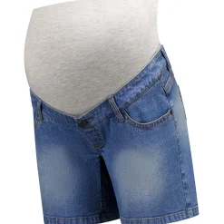 Basics|Broeken*Prénatal zwangerschapsshort kort blauw Mid Blue Denim
