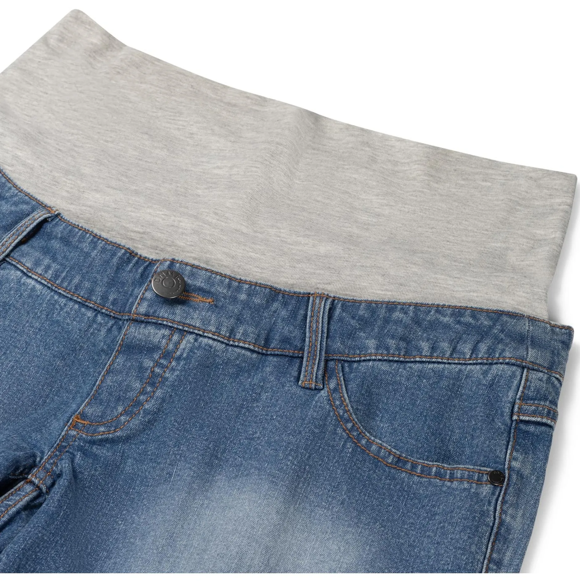 Basics|Broeken*Prénatal zwangerschapsshort kort blauw Mid Blue Denim