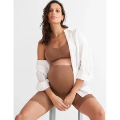 Slips*Prénatal zwangerschapsshort seamless lang effen bruin Taupebrown