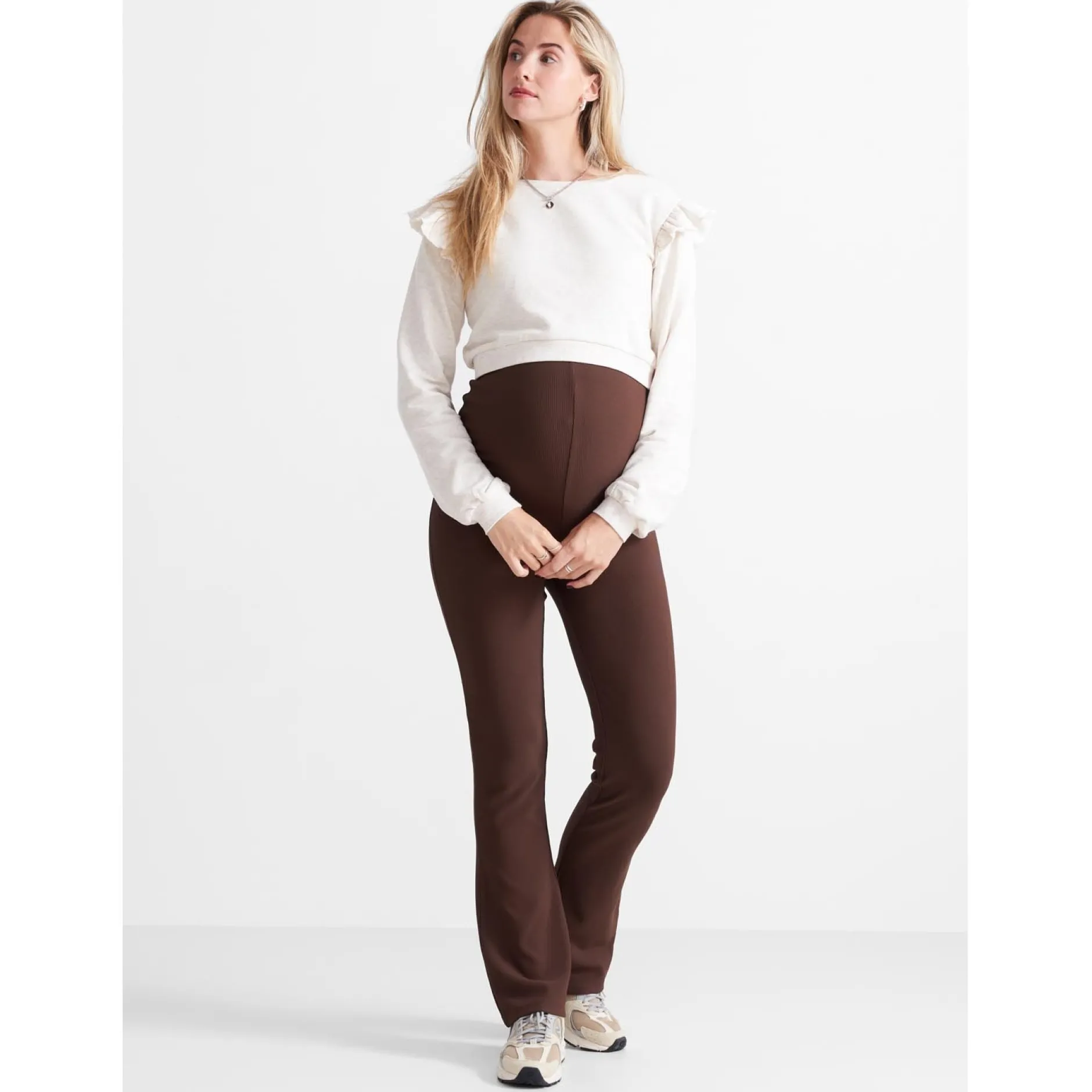 Truien & Vesten*Prénatal zwangerschapssweater lange mouwen effen beige Light Brown Melange