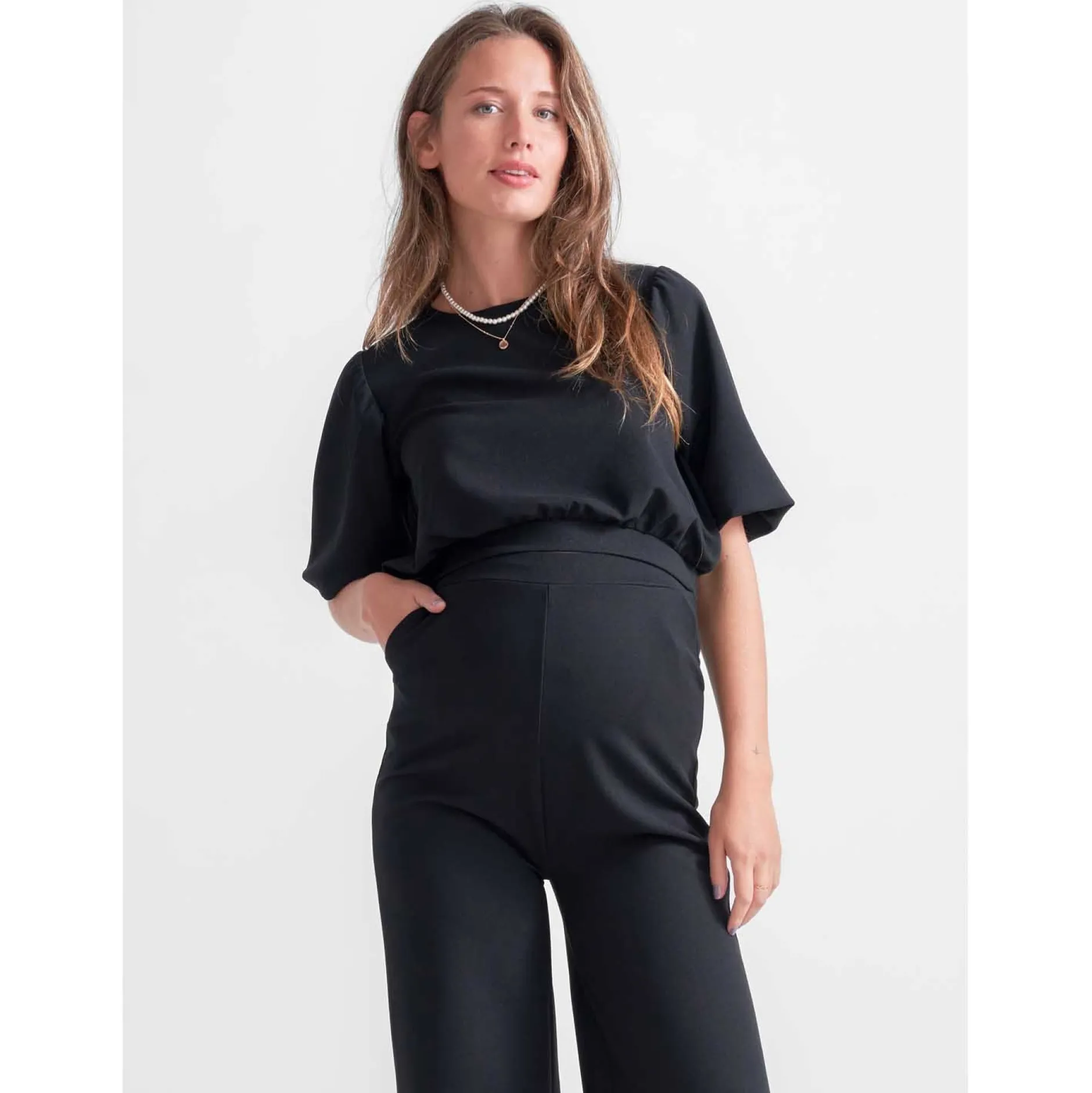 Shirts & Tops*Prénatal zwangerschapstop korte mouwen effen zwart Black