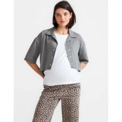 Truien & Vesten|Complete Kledingsets*Prénatal zwangerschapstop, shirt & broek Mid Grey Denim