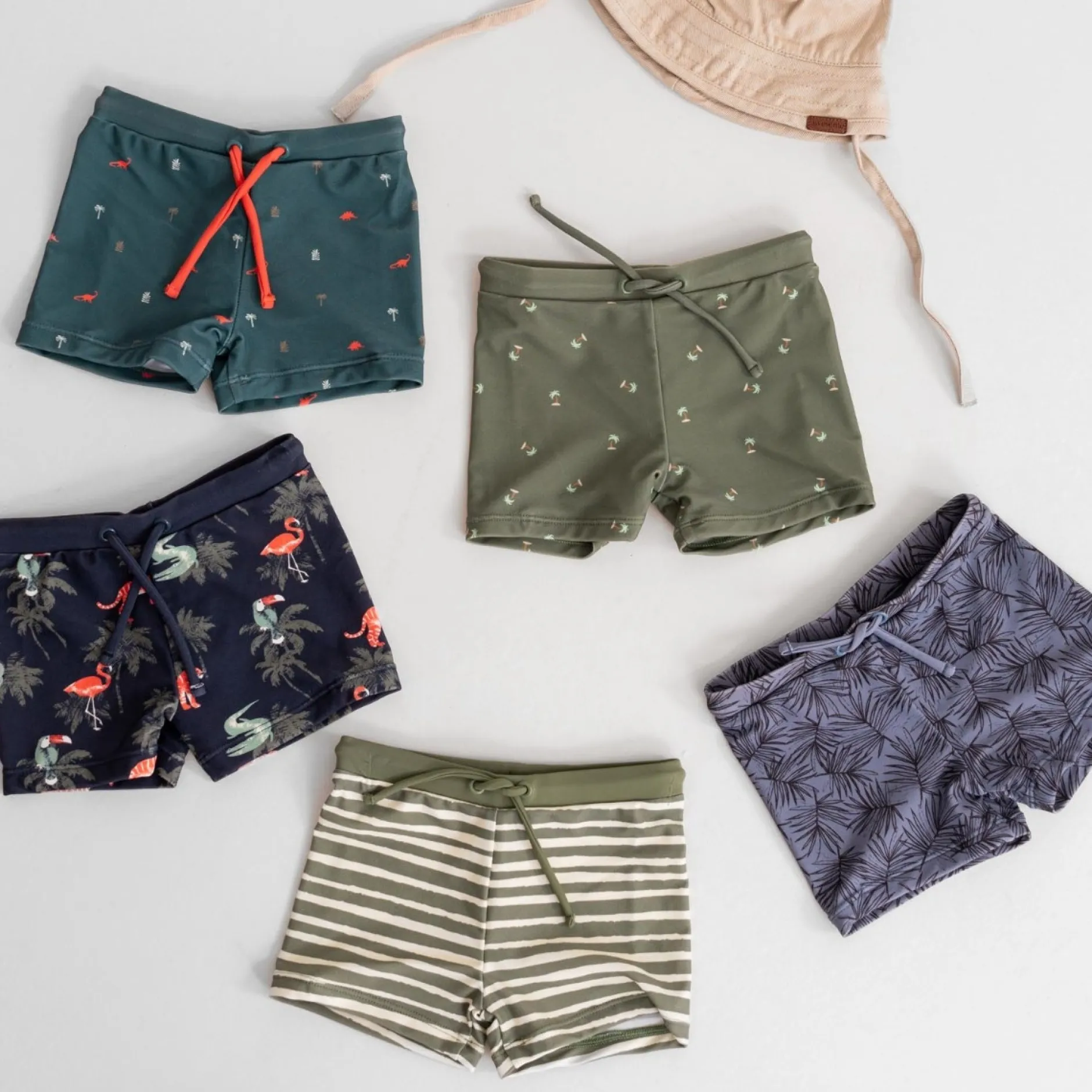 Zwembroeken|Zwemkleding*Prénatal zwemboxer dinosaurussen dierenprint groen Dark Green Blue