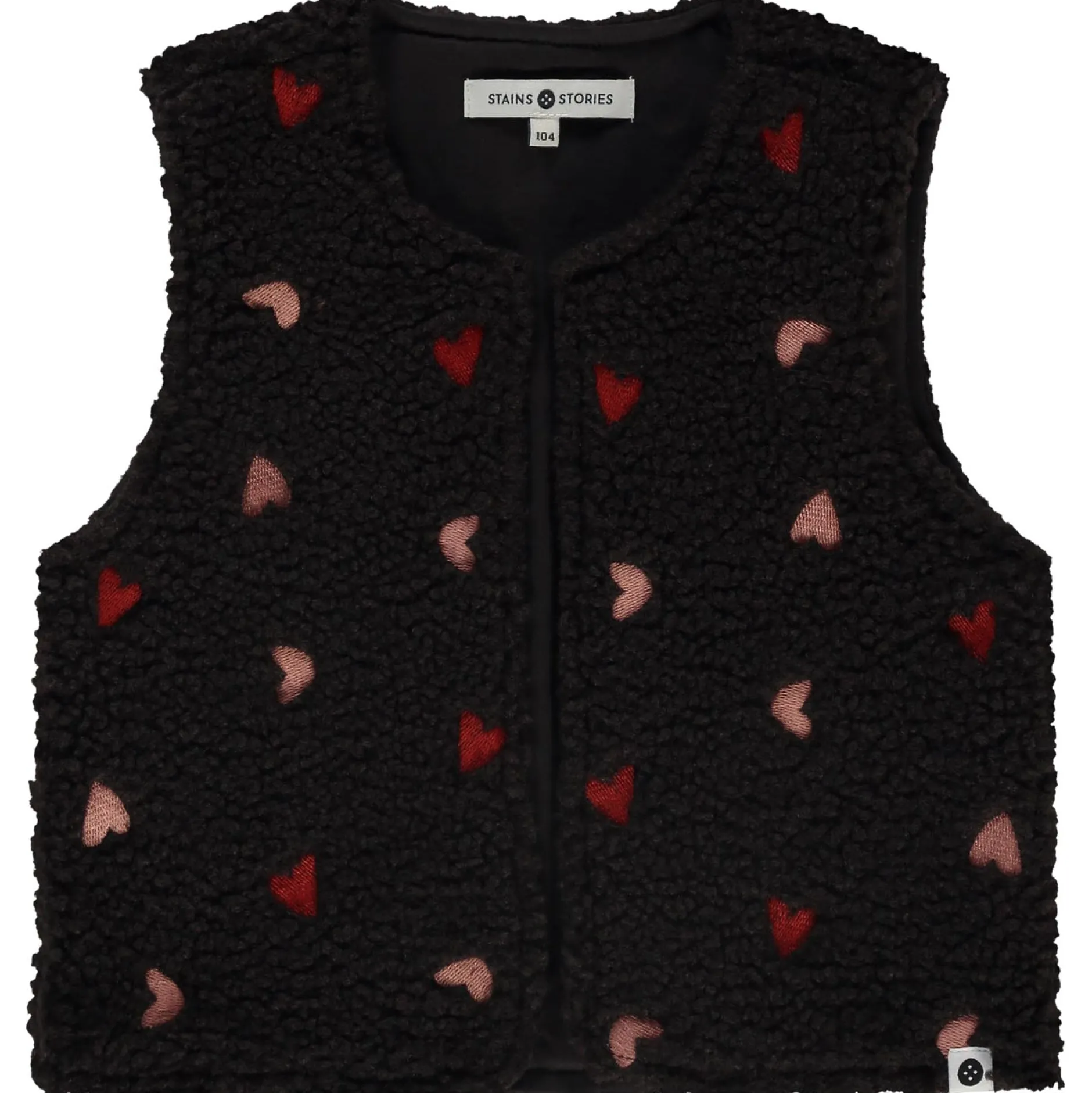 Vesten|Truien & Vesten*Stains & Stories peuter gilet mouwloos hartjes zwart Black