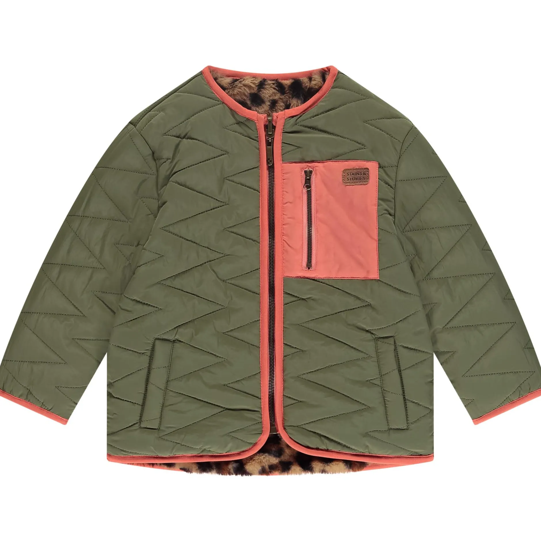 Jassen|Jassen*Stains & Stories peuter jas lange mouwen meerkleurig groen Beigebrown
