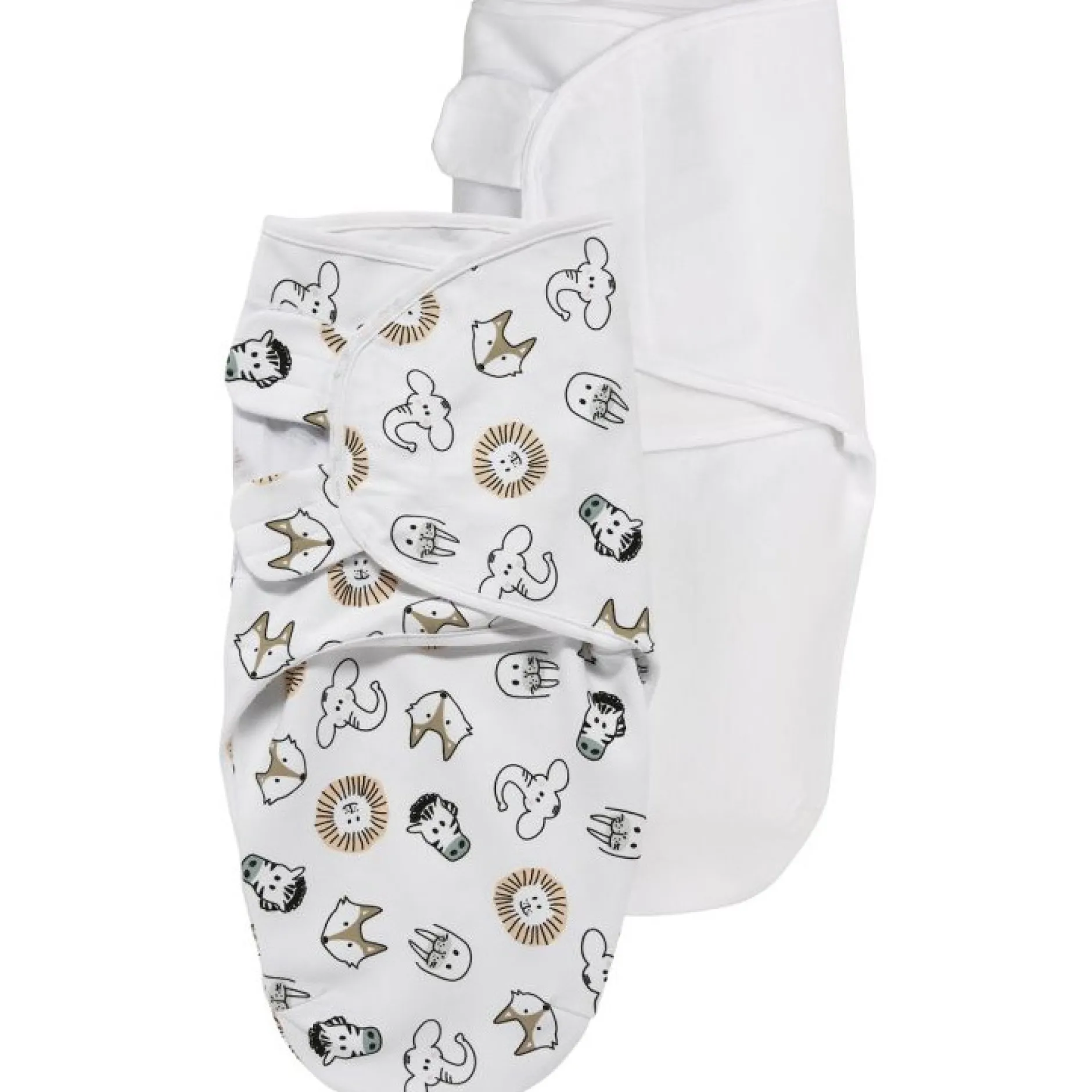 Inbakerdoeken & Inbakerslaapzakken*Meyco Swaddle animals 2 stuks 0-3 maanden White