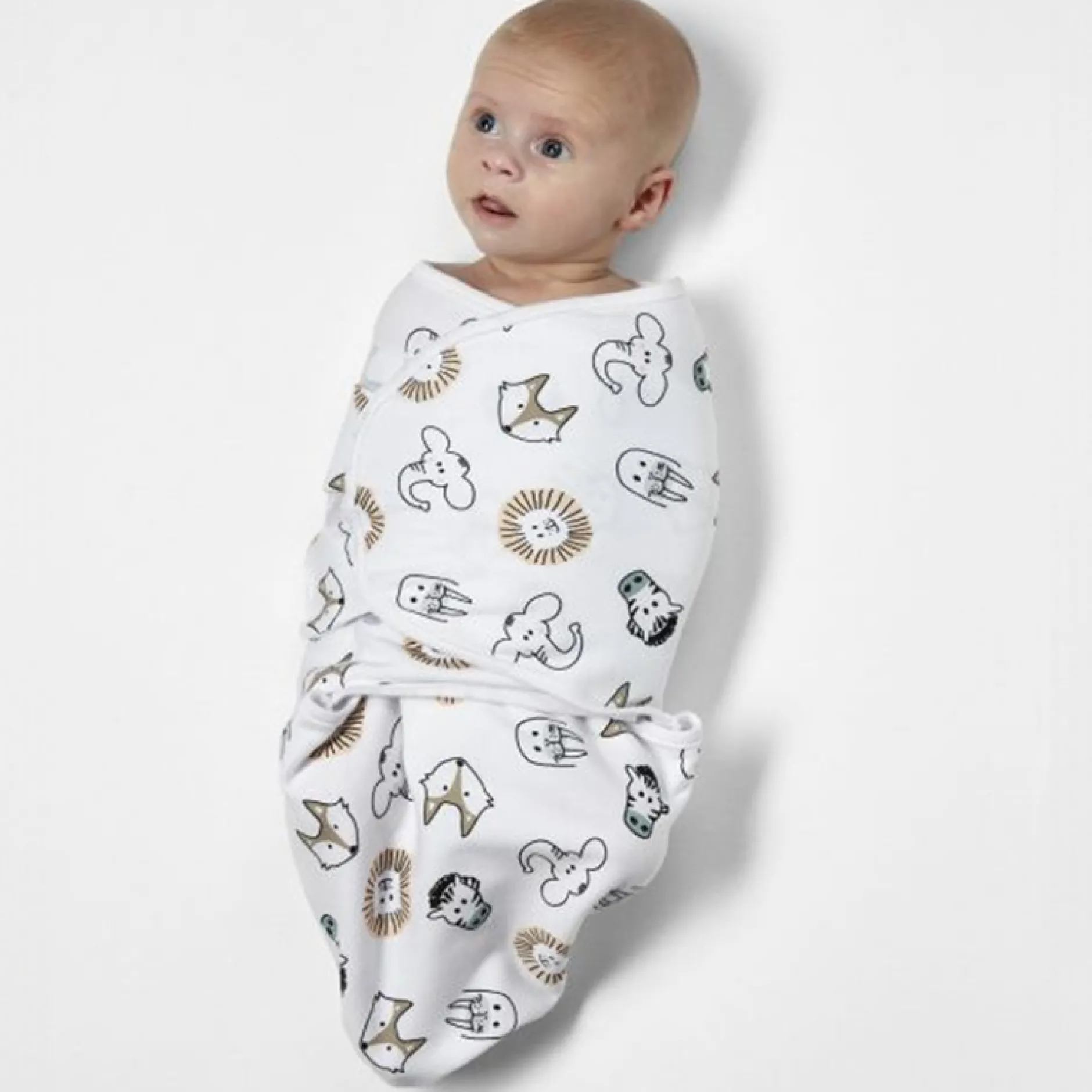 Inbakerdoeken & Inbakerslaapzakken*Meyco Swaddle animals 2 stuks 0-3 maanden White