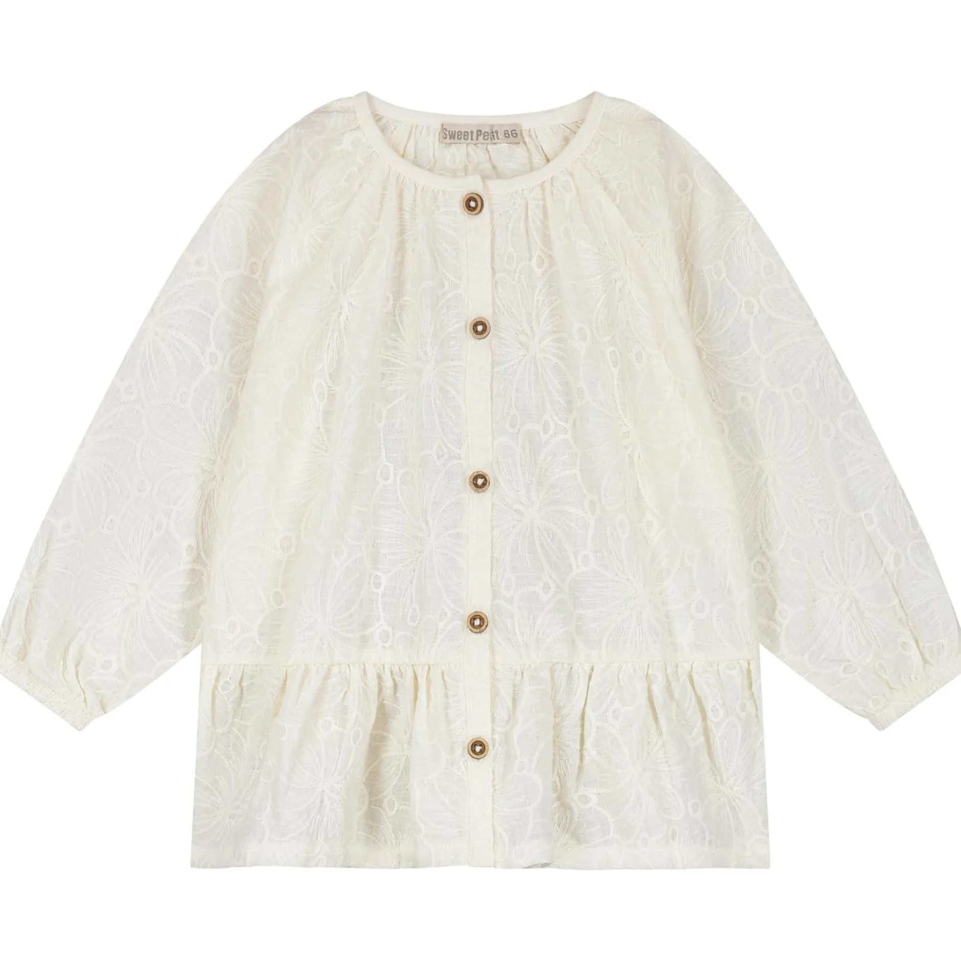 Shirts & Blouses|Shirts & Blouses*Sweet Petit baby blouse Izza lange mouwen effen wit Dark Off-White