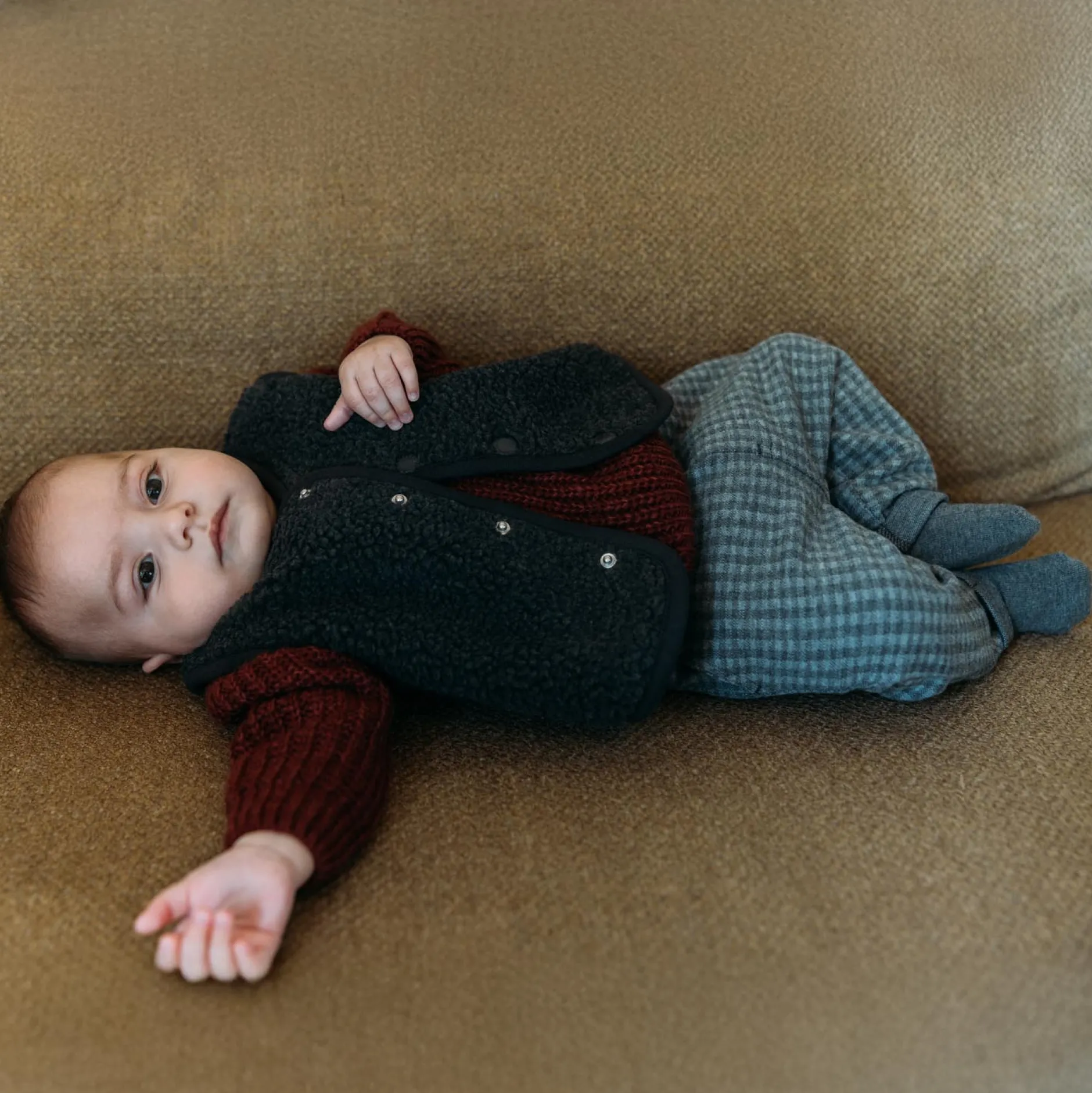Broeken & Tuinbroeken|Broeken*Sweet Petit baby broek Goof ruit grijs Mid Stone Melange