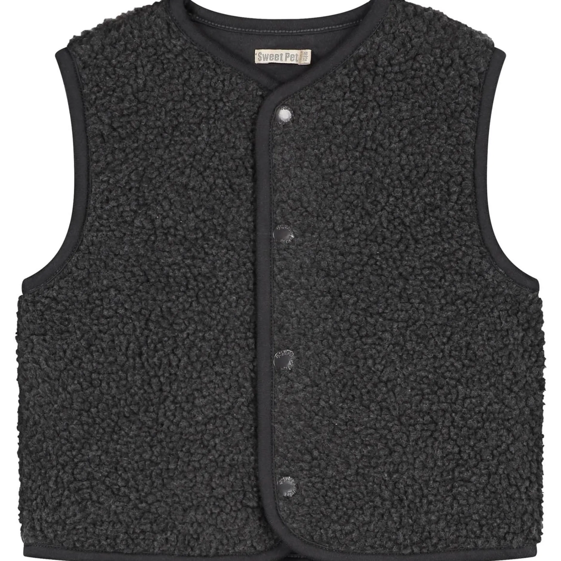 Truien & Vesten|Vesten*Sweet Petit baby gilet Bart mouwloos effen grijs Anthra Grey Melange