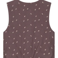 Truien & Vesten|Vesten*Sweet Petit baby gilet Jitte mouwloos all over print bruin Dark Mud Brown