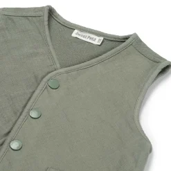 Truien & Vesten|Vesten*Sweet Petit baby gilet mouwloos effen groen Sage Green