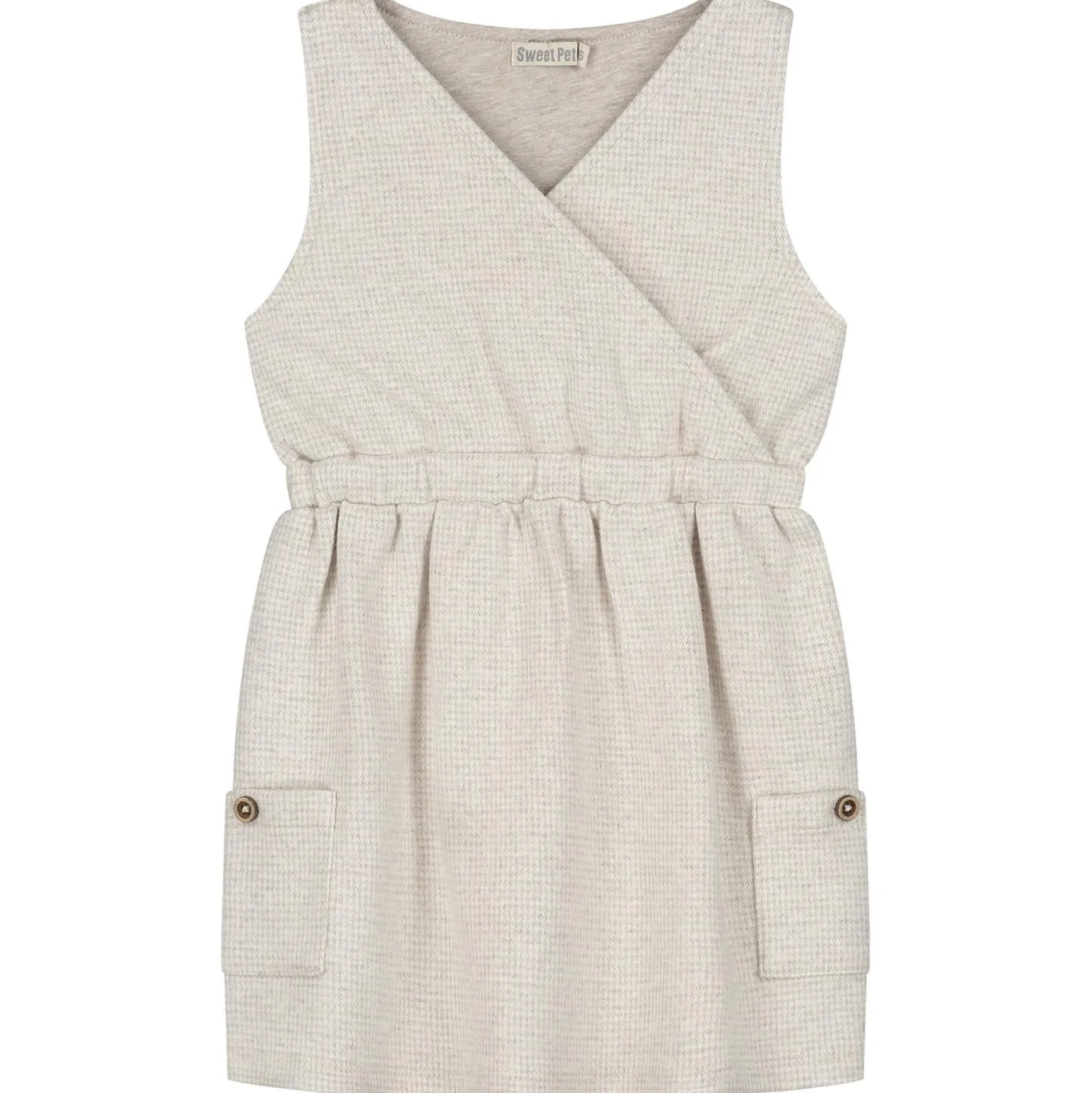 Jurken & Rokken|Jurken & Rokken*Sweet Petit baby jurk Merel mouwloos ruit beige Dark Brown Melange