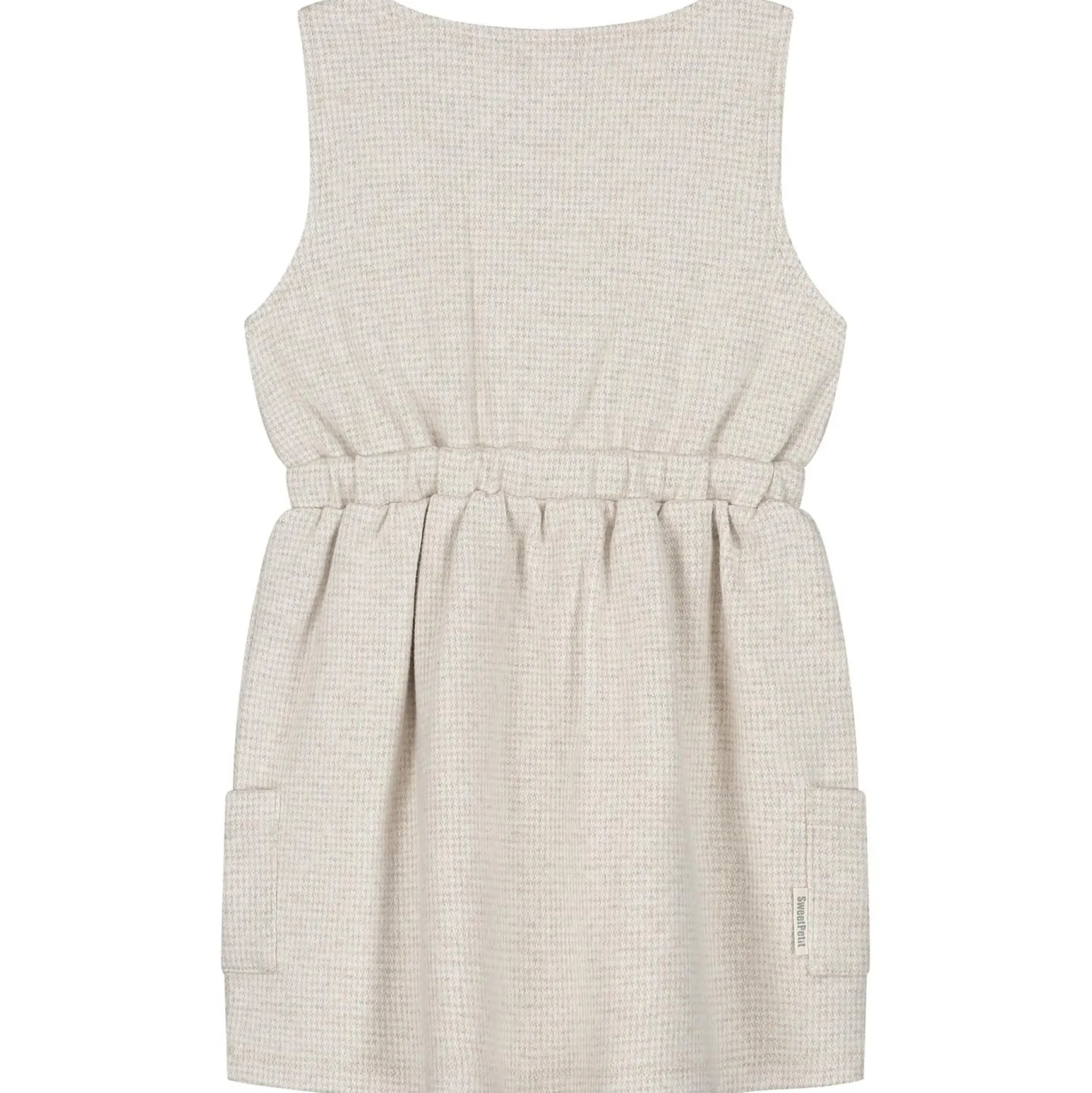 Jurken & Rokken|Jurken & Rokken*Sweet Petit baby jurk Merel mouwloos ruit beige Dark Brown Melange