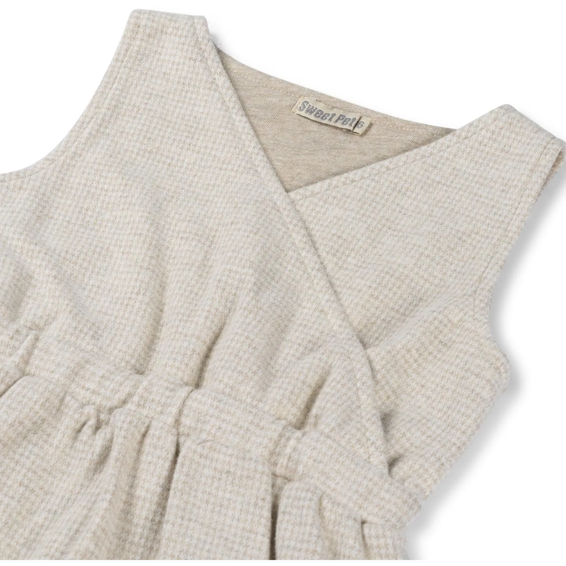 Jurken & Rokken|Jurken & Rokken*Sweet Petit baby jurk Merel mouwloos ruit beige Dark Brown Melange