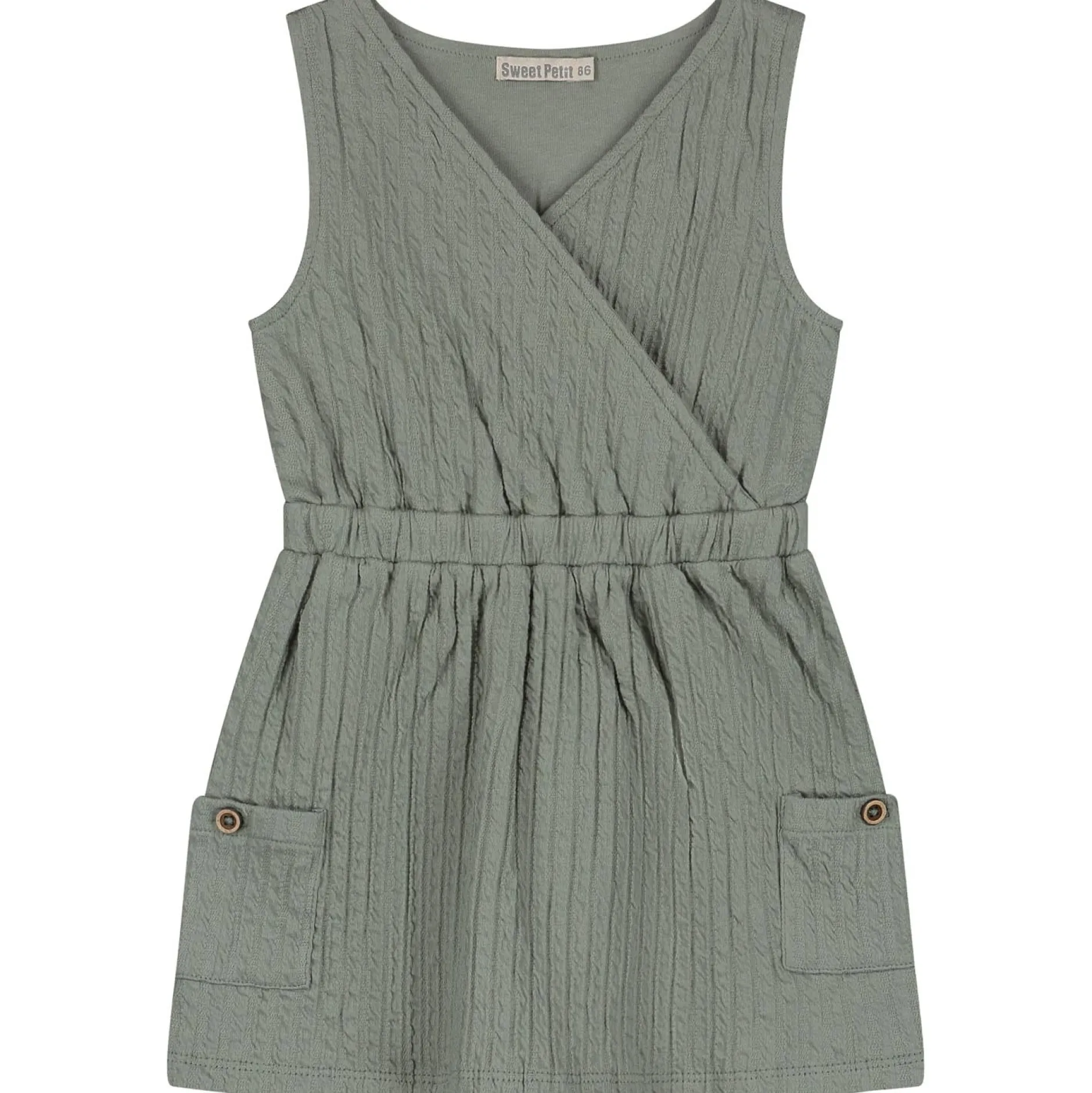Jurken & Rokken|Jurken & Rokken*Sweet Petit baby jurk Merel mouwloos effen groen Sage Green