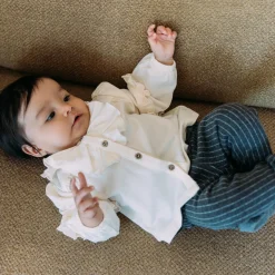 Broeken & Leggings|Broeken*Sweet Petit baby legging Pien  strepen grijs Anthra Grey Melange