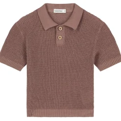 Truien & Vesten|Truien & Sweaters*Sweet Petit baby polo korte mouwen effen bruin Red Brown