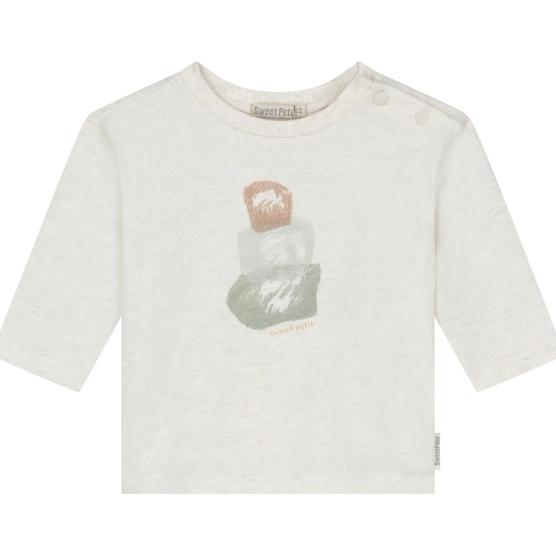 Shirts & Blouses|Shirts & Blouses*Sweet Petit baby shirt lange mouwen printopdruk beige Soft Ecru Melange