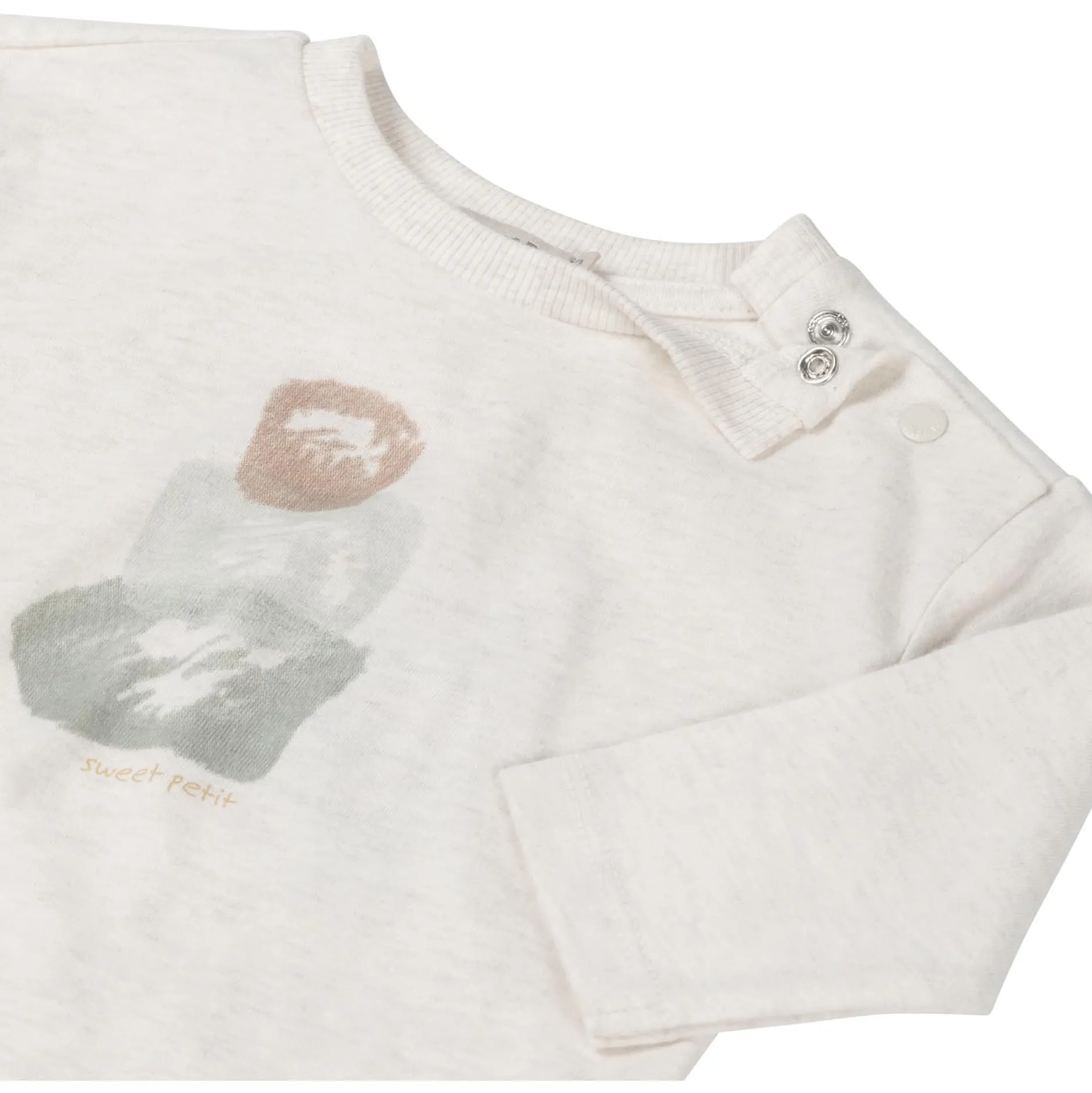 Shirts & Blouses|Shirts & Blouses*Sweet Petit baby shirt lange mouwen printopdruk beige Soft Ecru Melange