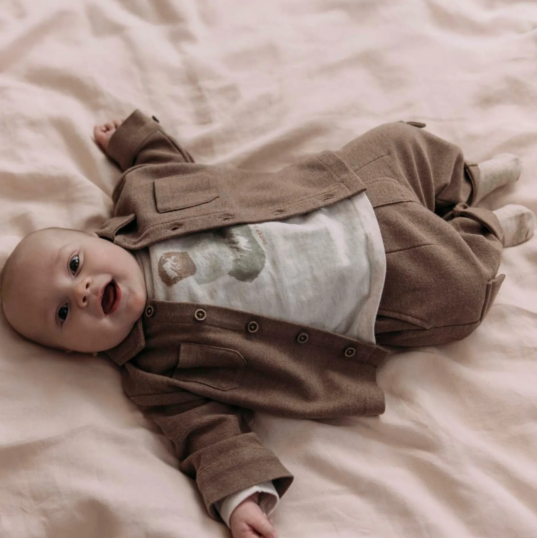 Shirts & Blouses|Shirts & Blouses*Sweet Petit baby shirt lange mouwen printopdruk beige Soft Ecru Melange