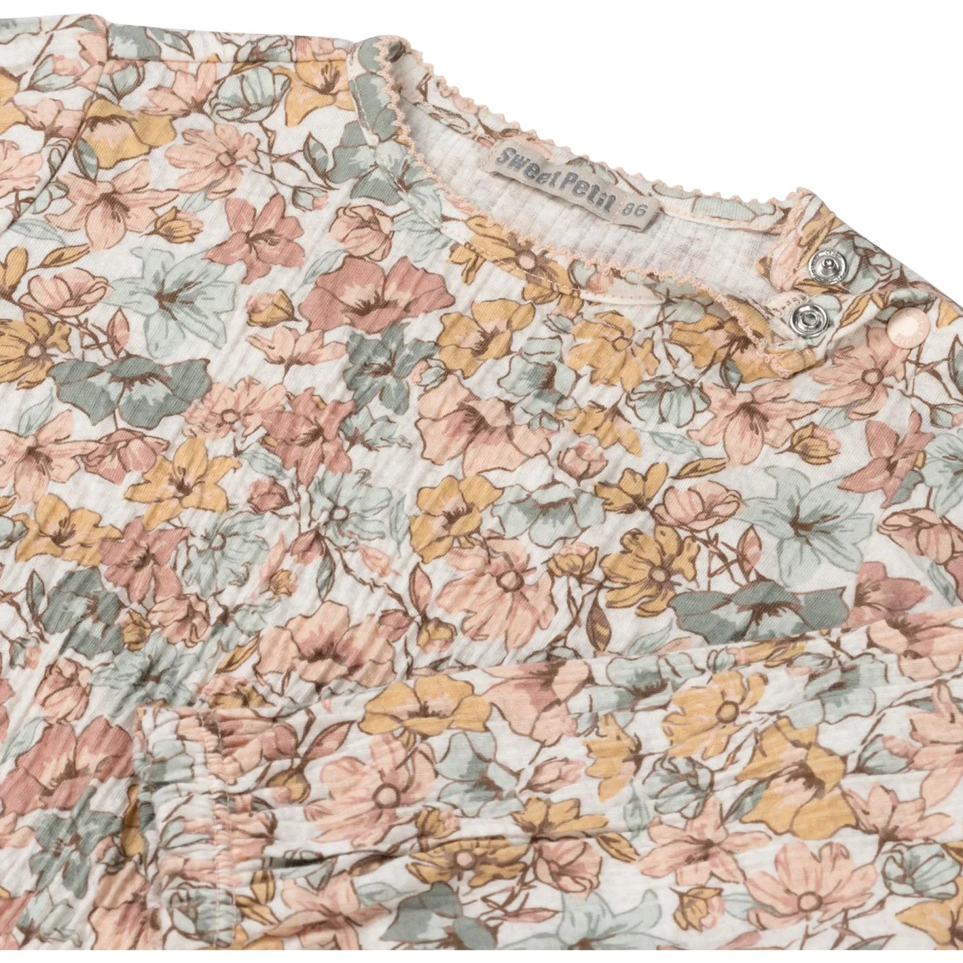 Shirts & Blouses|Shirts & Blouses*Sweet Petit baby shirt Lin lange mouwen bloemen beige Soft Ecru Melange