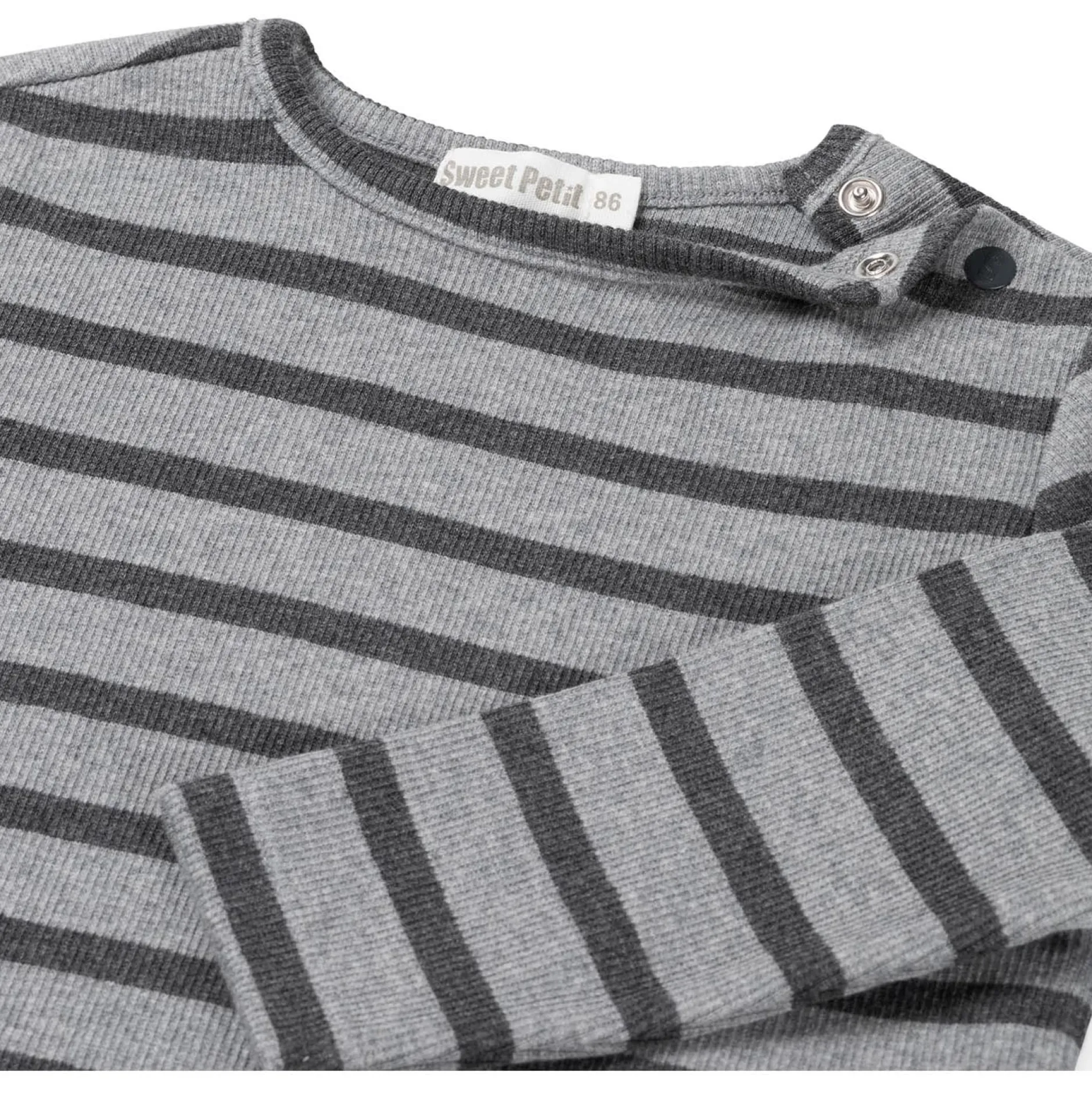 Shirts & Blouses|Shirts & Blouses*Sweet Petit baby shirt Mees lange mouwen strepen grijs Mid Stone Melange
