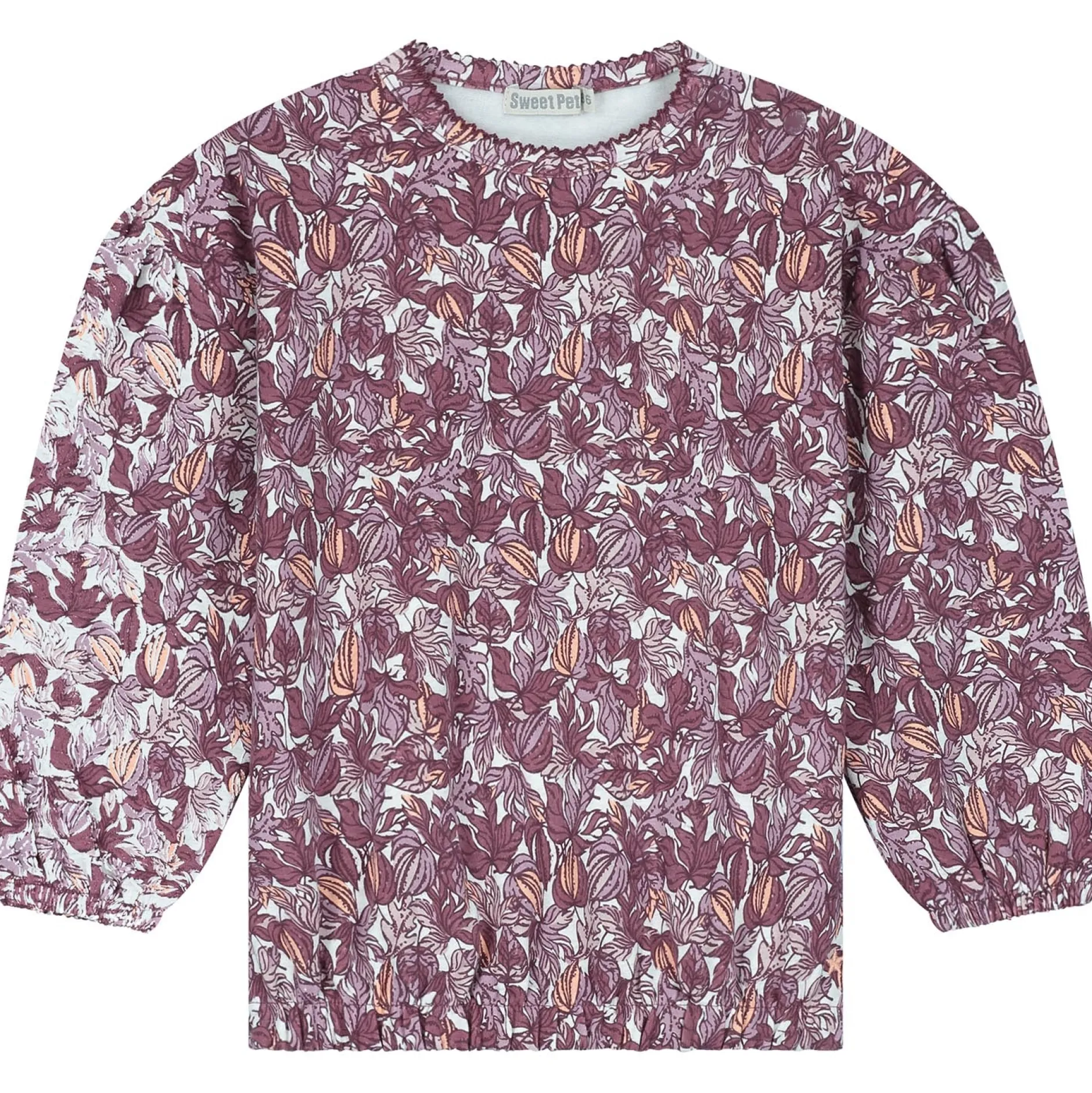 Truien & Vesten|Shirts & Blouses*Sweet Petit baby sweater mira lange mouwen bladeren multi Soft Ecru Melange