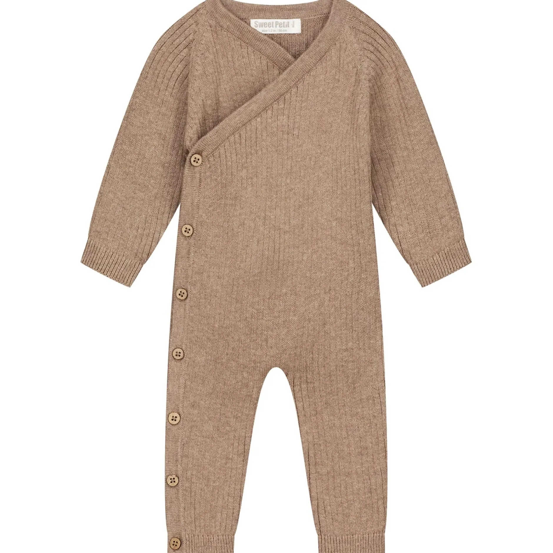 Boxpakjes|Boxpakjes & Jumpsuits*Sweet Petit Mini boxpakje lange mouwen effen bruin Mid Brown Melange