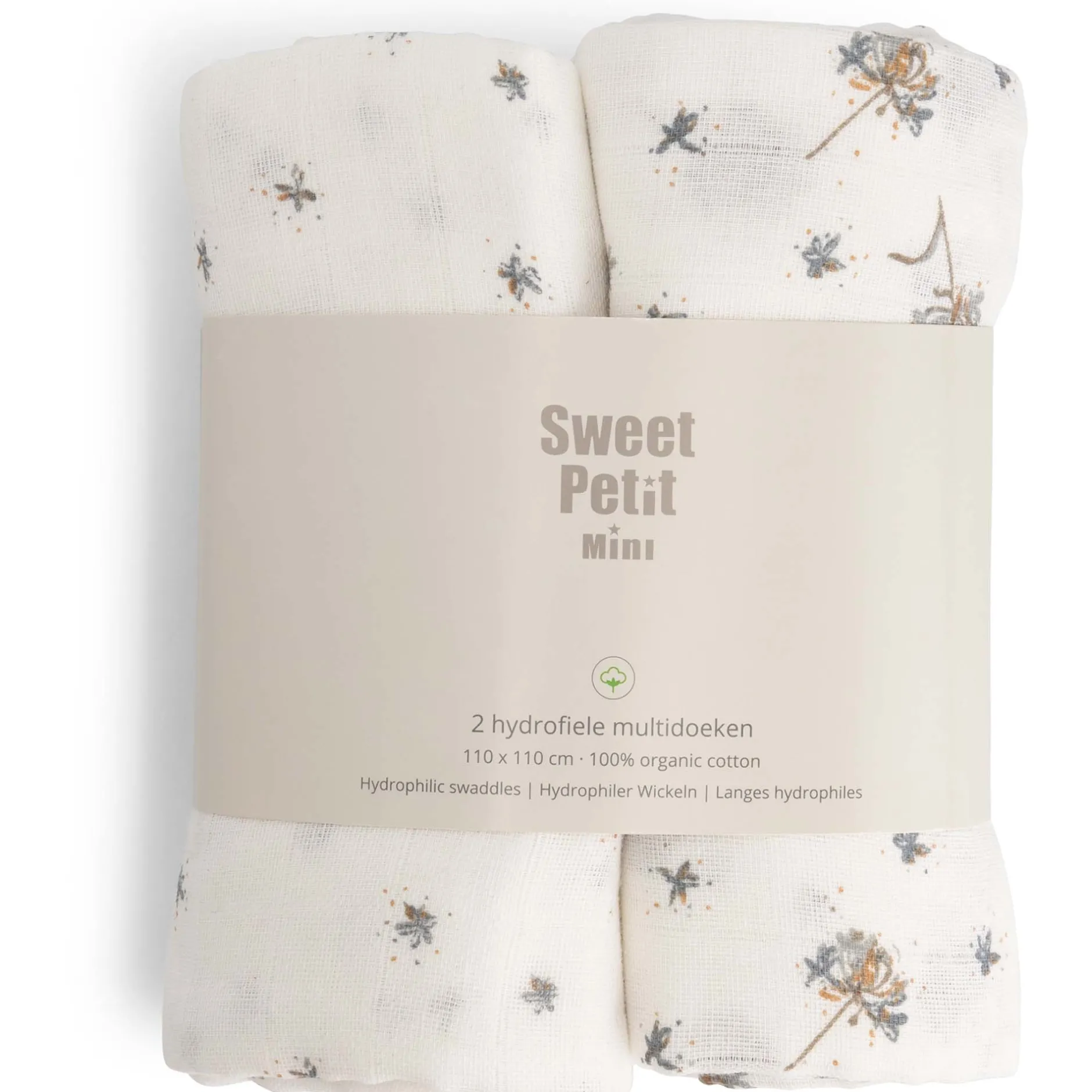 Doeken & Luiers*Sweet Petit Mini hydrofiele multidoeken 2 stuks wit
