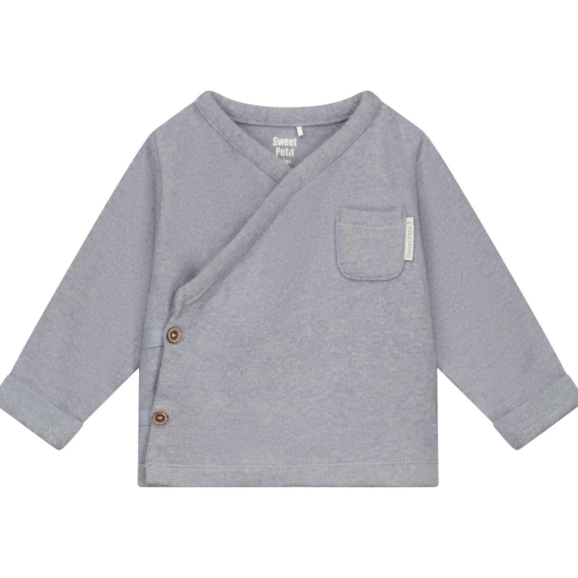 Sokjes & Slofjes|Broeken*Sweet Petit Mini overslag shirt, broekje & sokken Soft Blue Grey