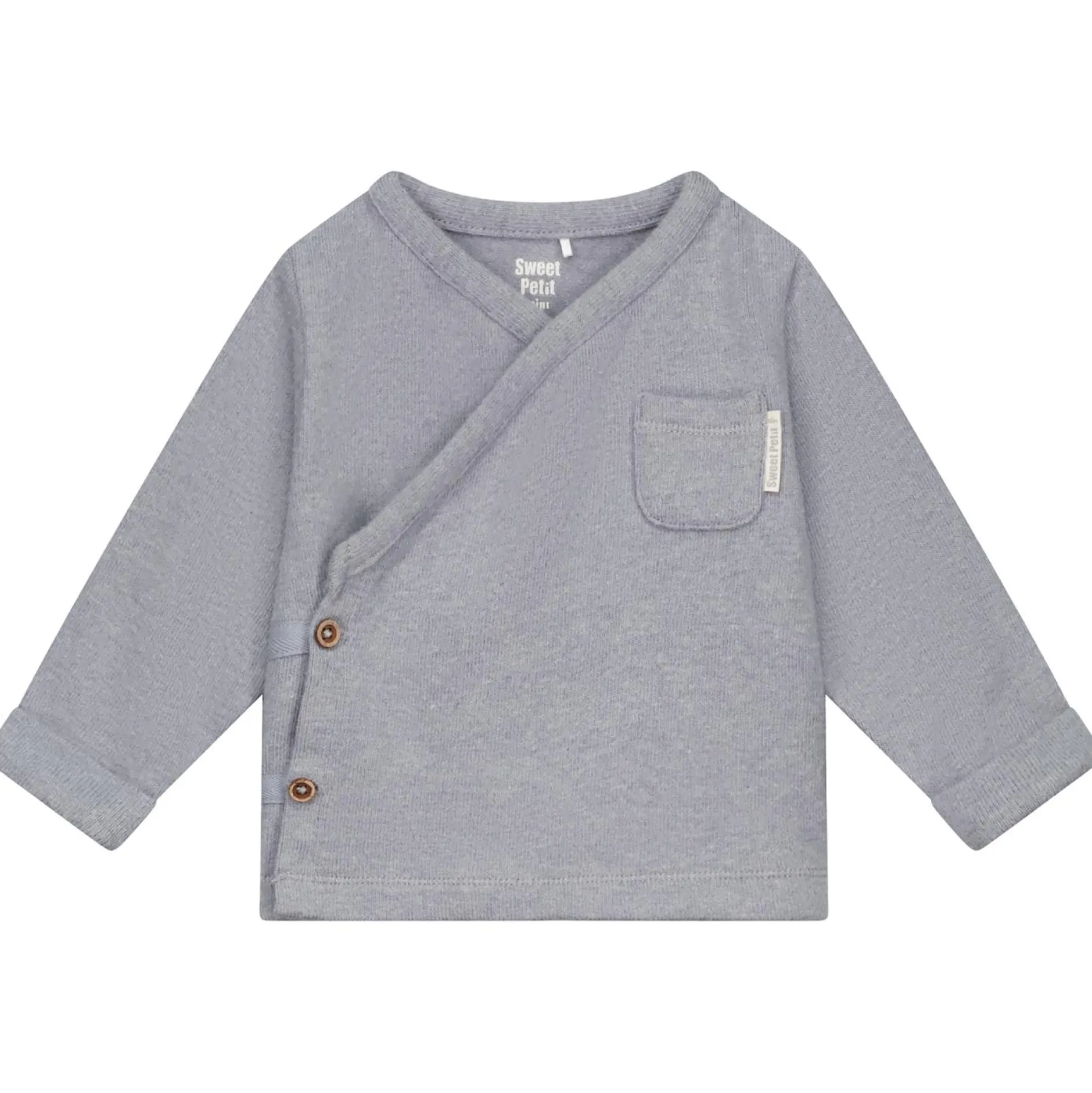 Sokjes & Slofjes|Broeken*Sweet Petit Mini overslag shirt, broekje & sokken Soft Blue Grey