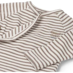 Shirts & Blouses|Shirts & Blouses*Sweet Petit Mini overslagshirt rib lange mouwen strepen bruin Mid Brown Melange