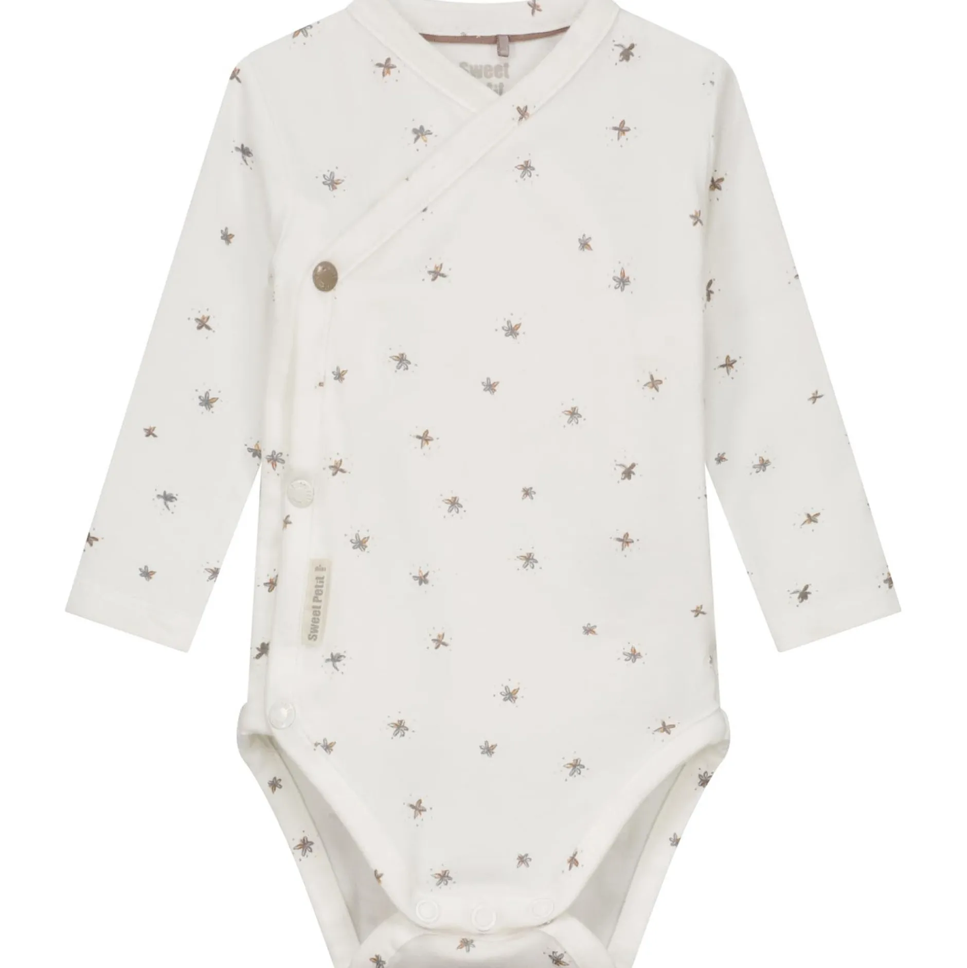 Rompers|Rompers*Sweet Petit Mini romper lange mouwen all over print wit Ivory White