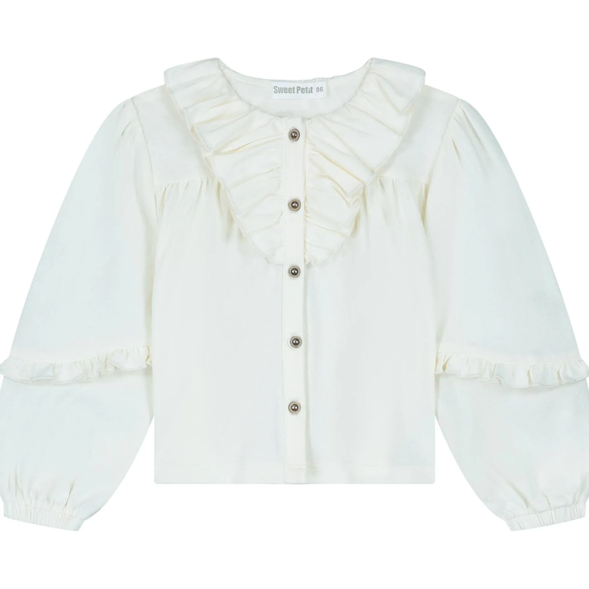 Shirts & Blouses|Shirts & Blouses*Sweet Petit peuter blouse Sas lange mouwen effen wit Dark Off-White