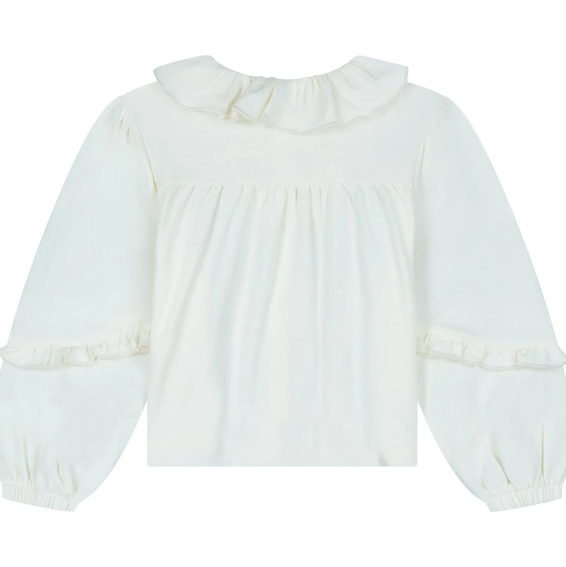 Shirts & Blouses|Shirts & Blouses*Sweet Petit peuter blouse Sas lange mouwen effen wit Dark Off-White