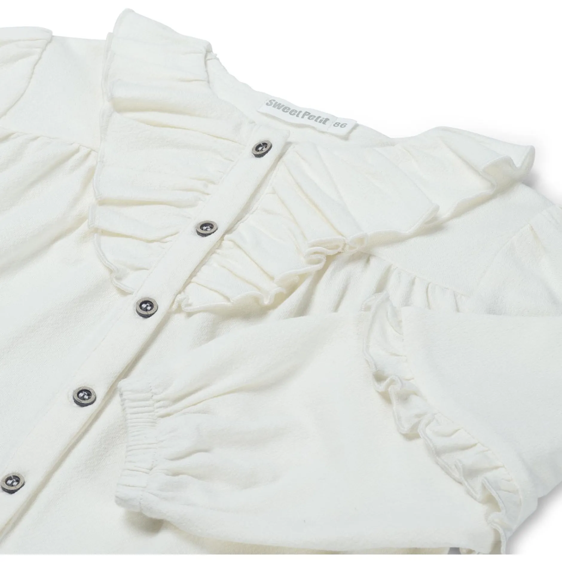 Shirts & Blouses|Shirts & Blouses*Sweet Petit peuter blouse Sas lange mouwen effen wit Dark Off-White