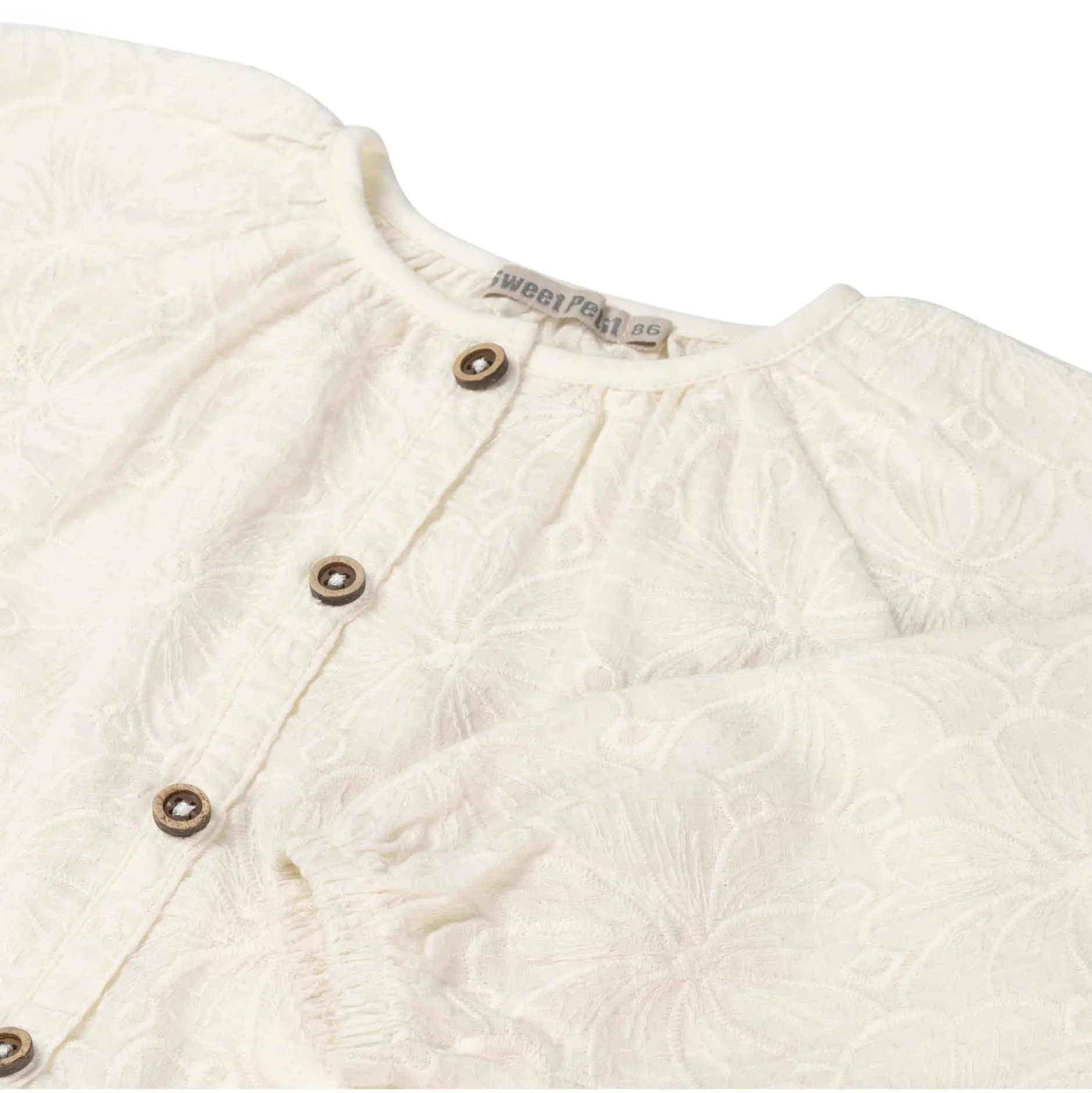 Shirts & Blouses|Shirts & Blouses*Sweet Petit peuter blouse Izza lange mouwen effen wit Dark Off-White
