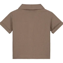 Shirts & Blouses|Shirts & Blouses*Sweet Petit peuter blouse Evan korte mouwen effen taupe Taupebrown