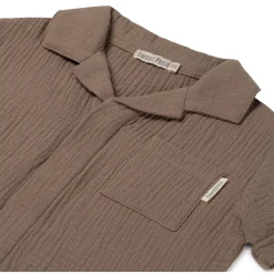 Shirts & Blouses|Shirts & Blouses*Sweet Petit peuter blouse Evan korte mouwen effen taupe Taupebrown