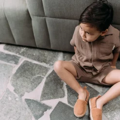 Shirts & Blouses|Shirts & Blouses*Sweet Petit peuter blouse Evan korte mouwen effen taupe Taupebrown
