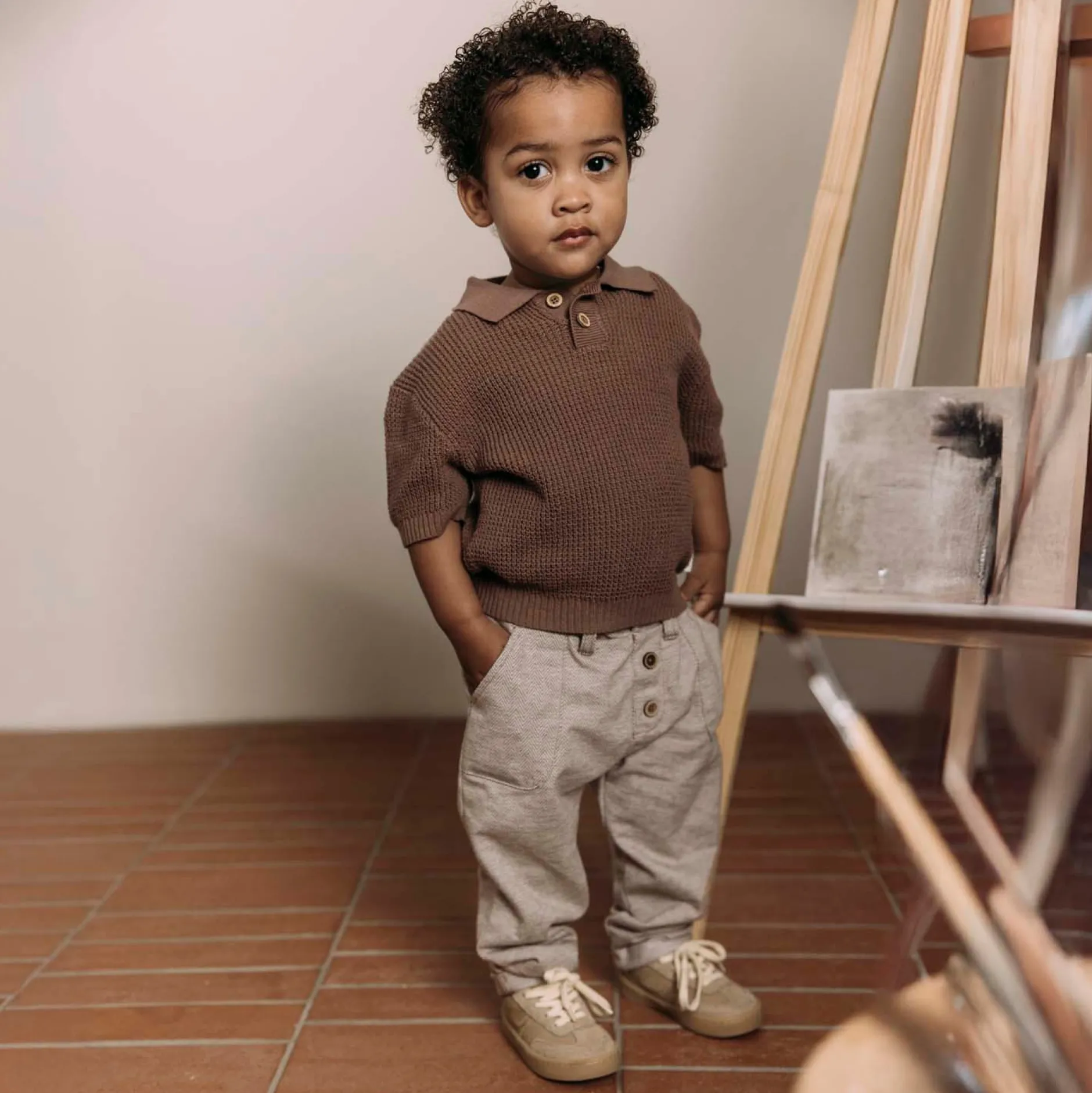Broeken & Tuinbroeken|Broeken & Leggings*Sweet Petit peuter broek effen bruin Red Brown